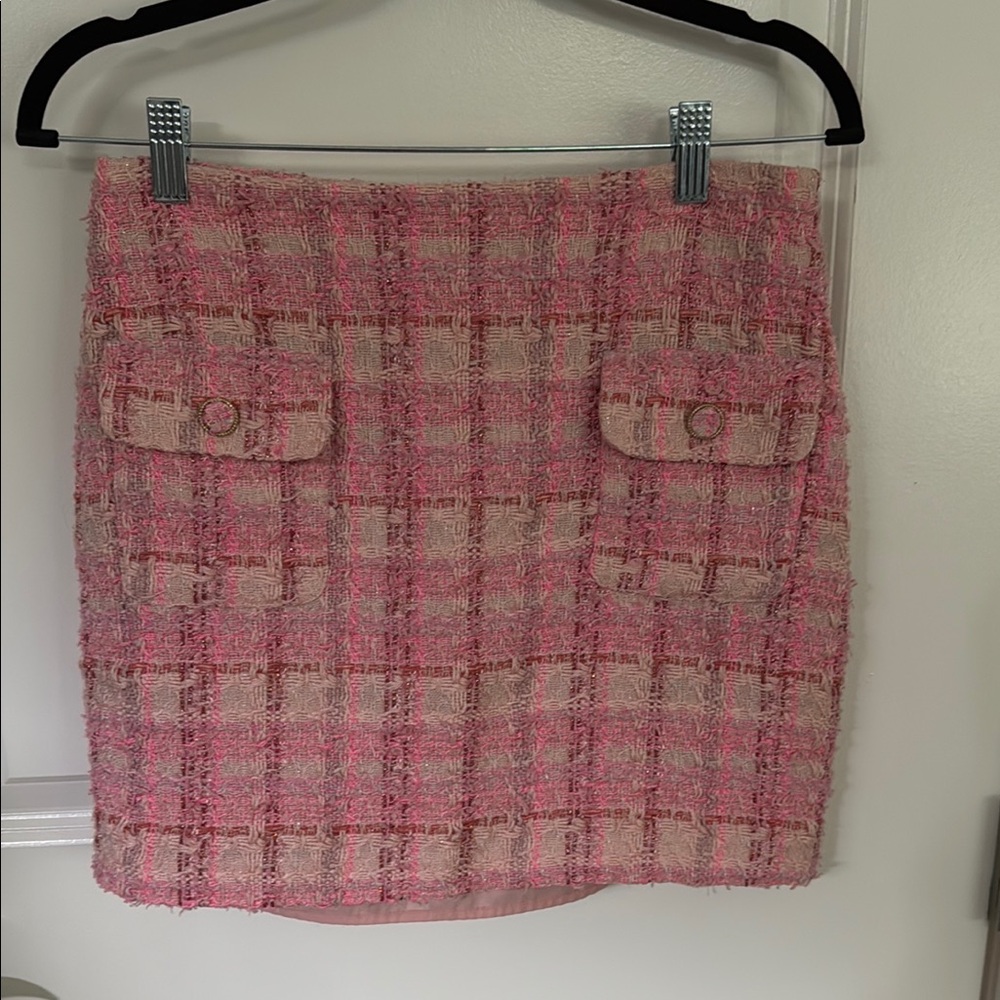 Pink Tweed Mini Skirt